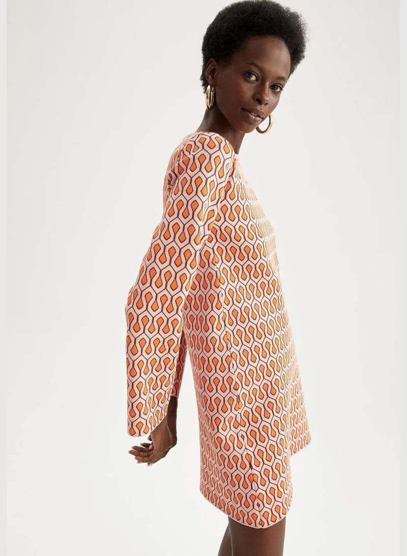 DeFacto Print Long Sleeve Dress