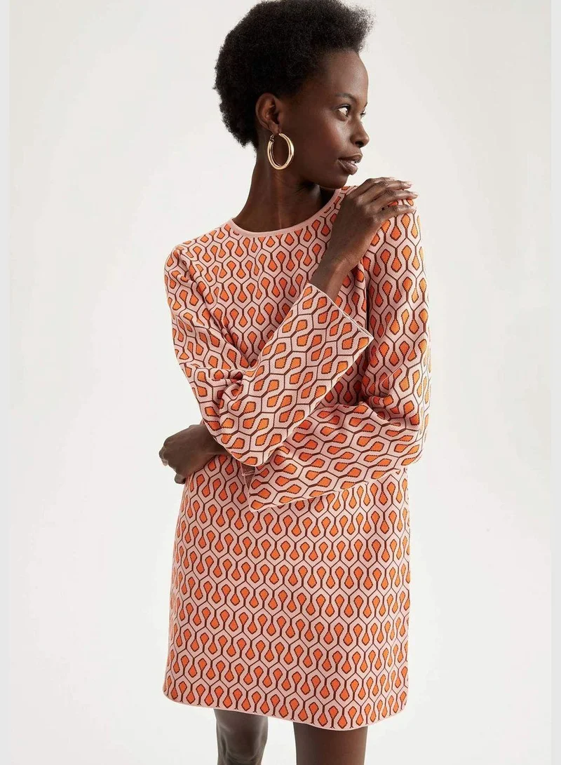 DeFacto Print Long Sleeve Dress