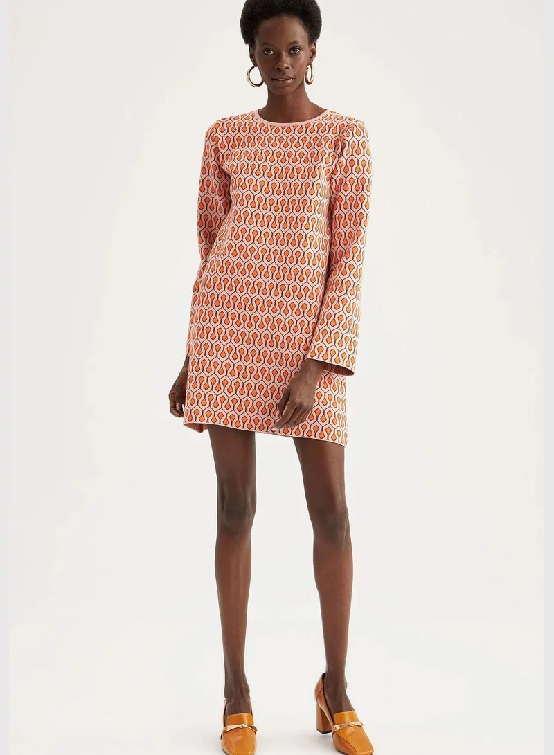 DeFacto Print Long Sleeve Dress