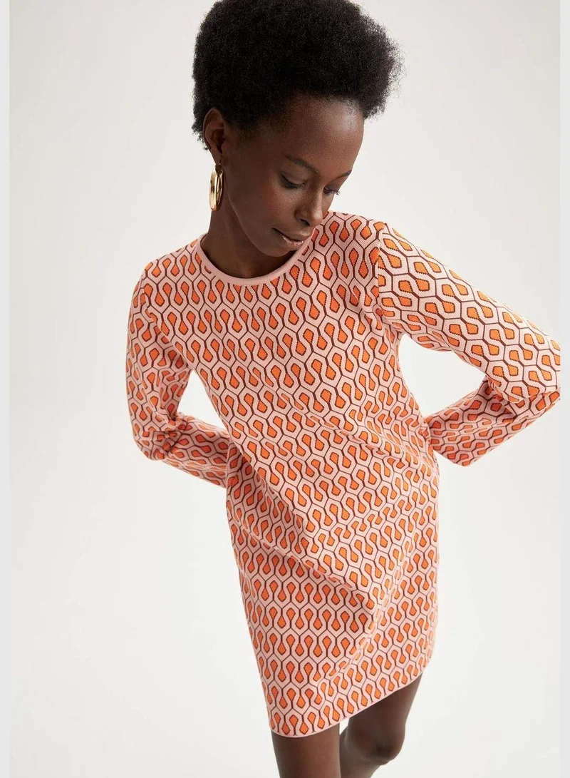 DeFacto Print Long Sleeve Dress