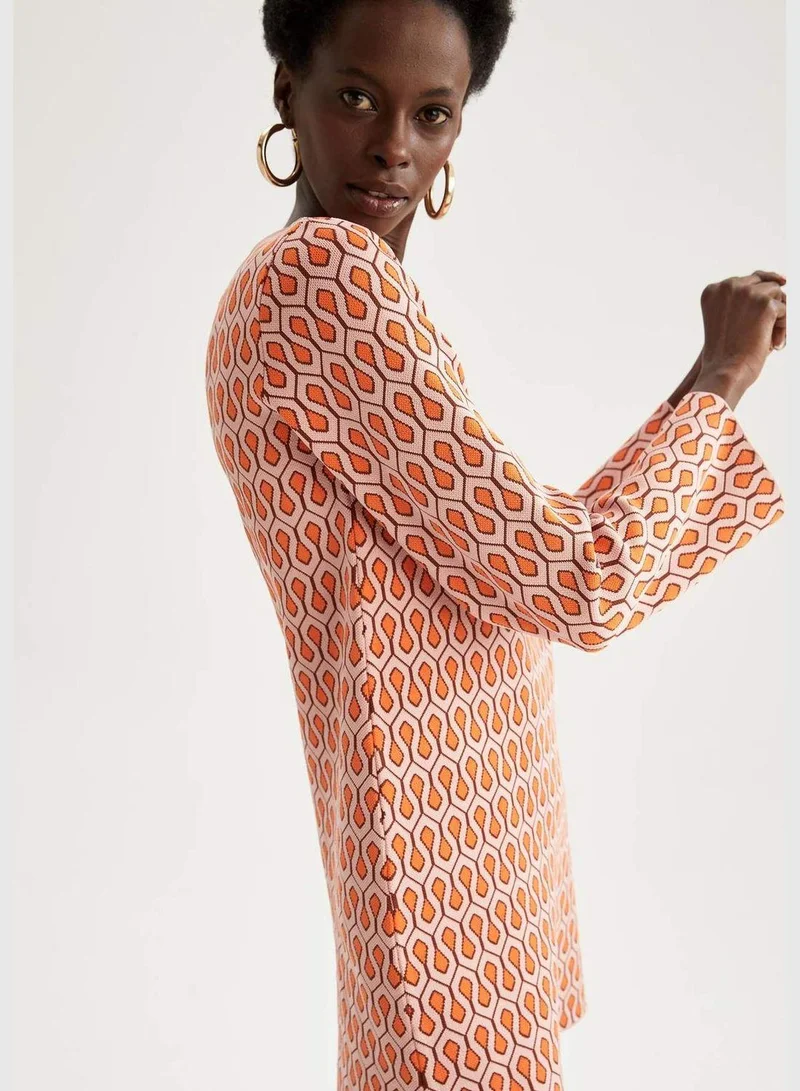 DeFacto Print Long Sleeve Dress