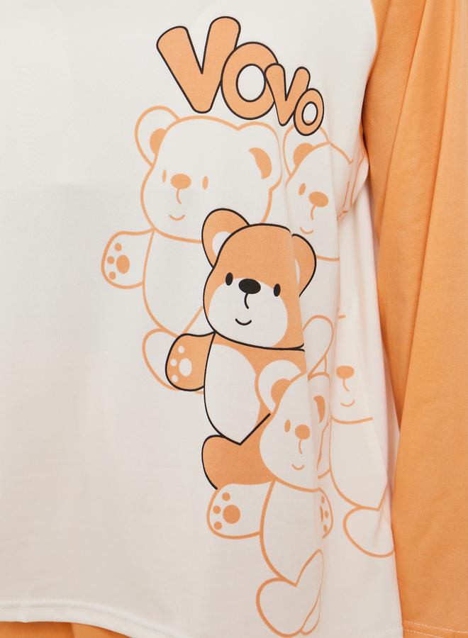 Styli Bear Graphic Print Long Sleeve T-Shirt and Pyjama Set - Image 3