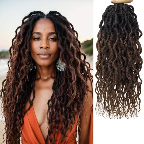SuyiIRL Faux Locs Crochet Hair For Women Soft Locs 18 Inch Goddess Crochet Hair Curly Ends Dreadlocks Boho Style Synthetic Braiding Hair Extensions - Image 1