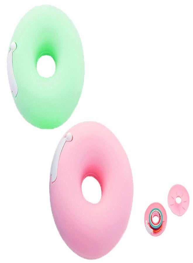 Hibucuo Candy Color Tape Dispenser, Small Cute Donut-Shaped Tape Organizer Desk for Home Office or School Supply (2Pcs Round) - Image 1