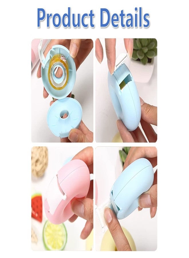 Hibucuo Candy Color Tape Dispenser, Small Cute Donut-Shaped Tape Organizer Desk for Home Office or School Supply (2Pcs Round) - Image 4