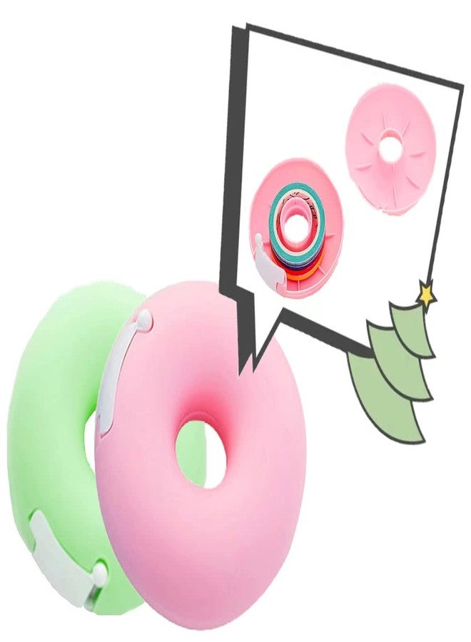 Hibucuo Candy Color Tape Dispenser, Small Cute Donut-Shaped Tape Organizer Desk for Home Office or School Supply (2Pcs Round) - Image 2