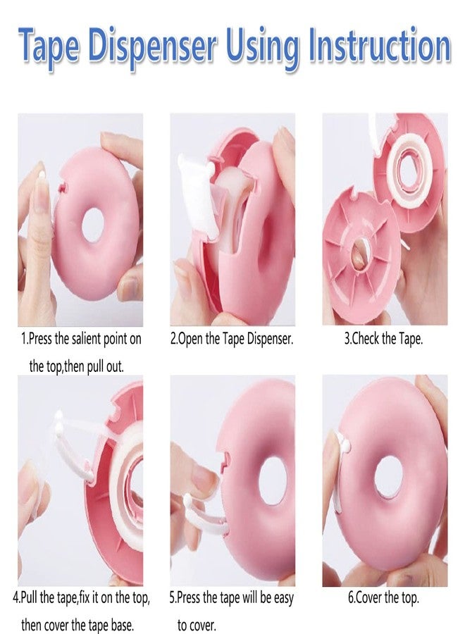 Hibucuo Candy Color Tape Dispenser, Small Cute Donut-Shaped Tape Organizer Desk for Home Office or School Supply (2Pcs Round) - Image 3