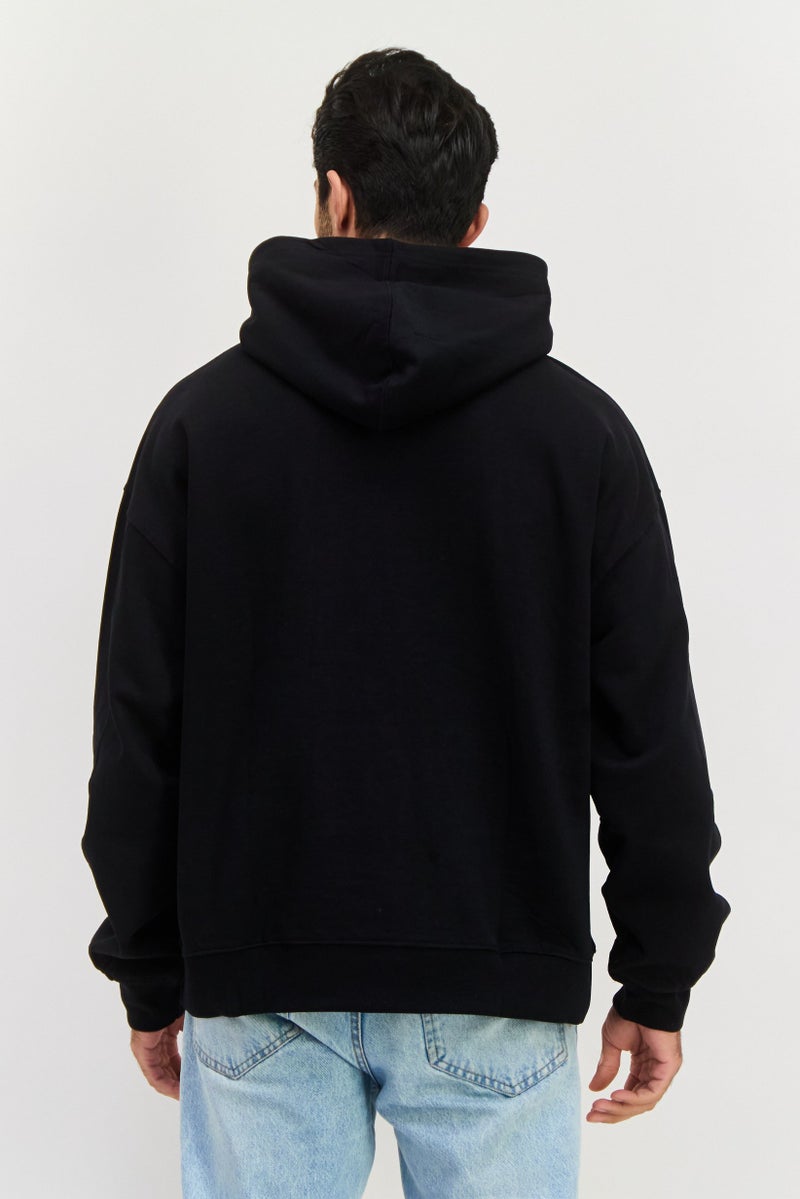 GOOD FOR NOTHING Men Hooded Long Sleeve Embraided Logo Sweatshirt, Black - Image 4