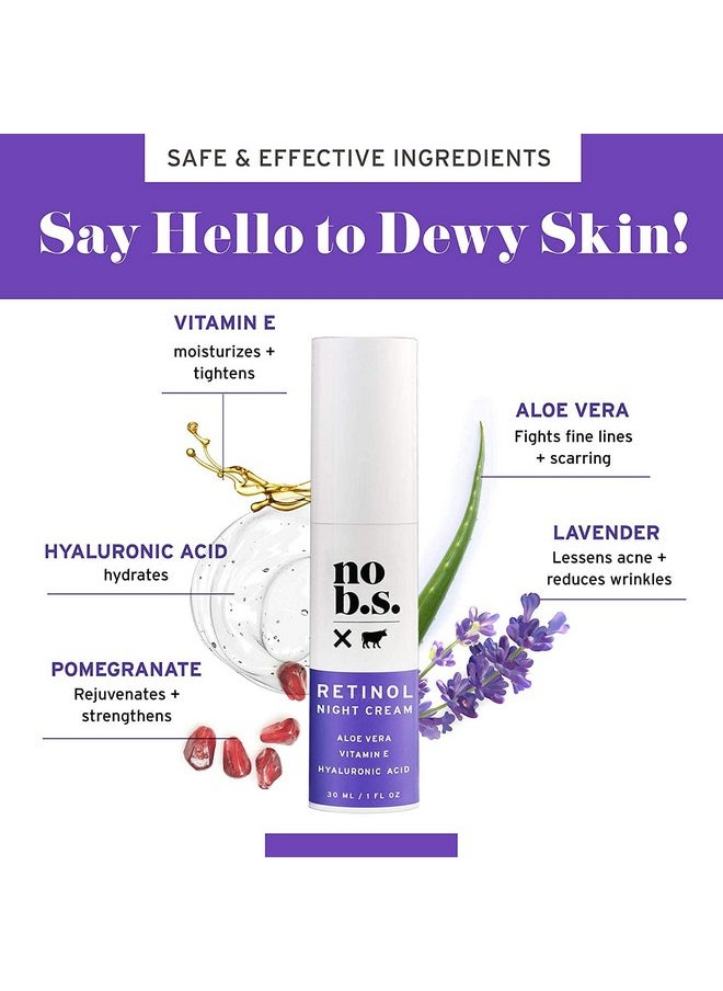 NO B. S. NO BAD STUFF No Bs Retinol Cream For Face With Hyaluronic Acid And Vitamin E Retinol Night Cream For Spot Treatment Vegan Wrinkle Cream And Spots Corrector For Face. Includes Free Skincare Samples  - Image 3