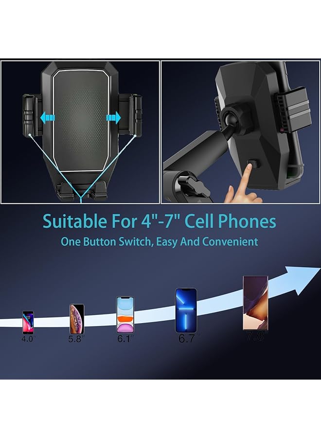 كاست ويف حامل هاتف للشاحنات شديد التحمل - حامل لوحة القيادة/الزجاج الأمامي بذراع طويل بطول 16.9 بوصة مع كوب شفط فائق، قابل للتعديل بزاوية 360 درجة للشاحنات الصغيرة والتجارية (أسود، سعة 3 أرطال) - Image 3