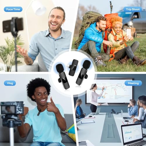 BOVTY Omnidirectional K9 Dual Wireless Lavalier Microphone for Android/iPhone 3 in 1 Collar Mic with USB-C & Lightning Plug | Furry Windscreens|Noise Cancellation|Vlogging,YouTube,Interviews,Reels (Black) - Image 5