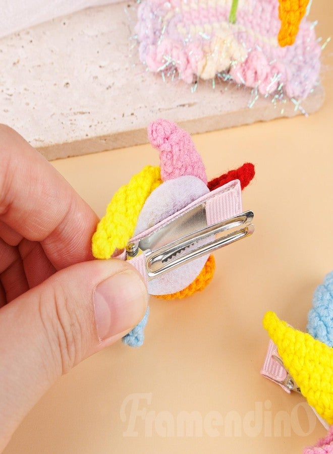 Framendino, 4 Pack Crochet Windmill Hair Clips 3D Handmade Knited Rotatable Pinwheel Barrettes Cute Snap Clip for Women - Image 5