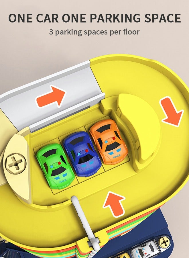 GROIC 3-Level Vehicle Playsets Toy Parking Set Parking Lot Track With 3 Cars, Electric Garage Race Building Multi Storey Lifting  Tracks Light And Sound Toys for Kids - Image 2