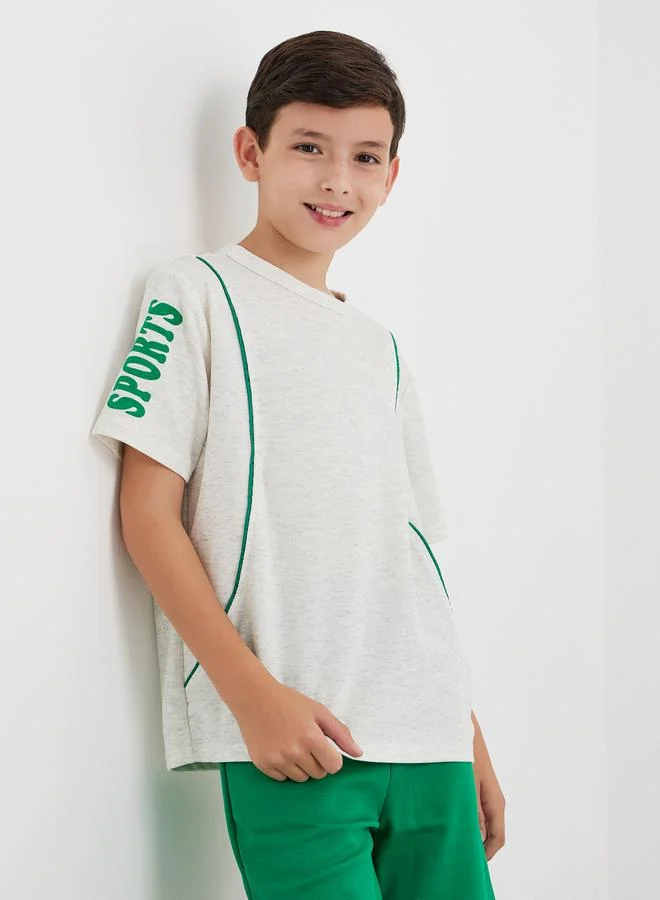 Styli Piping Detail T-Shirt and Shorts Set