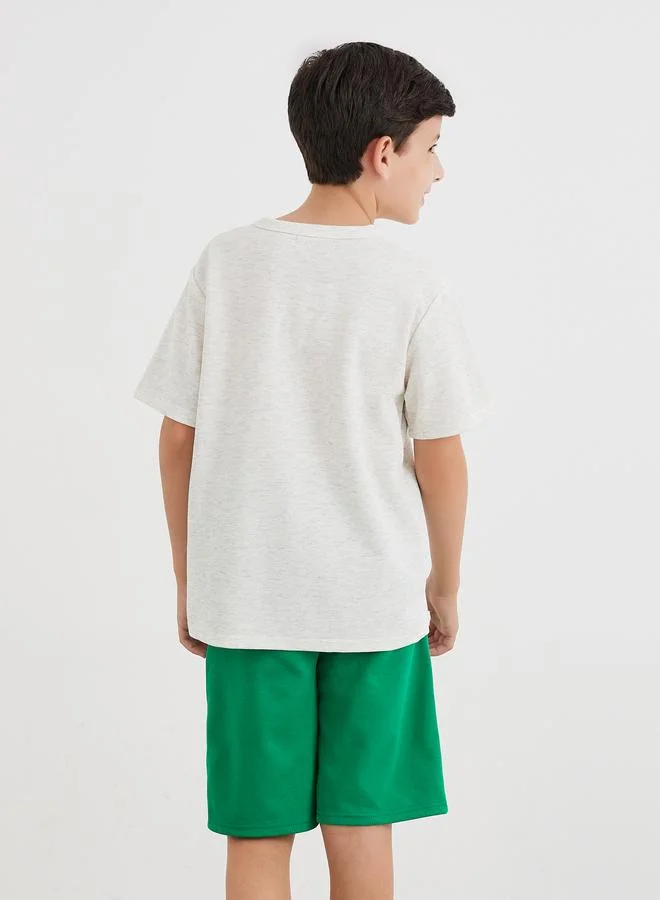 Styli Piping Detail T-Shirt and Shorts Set