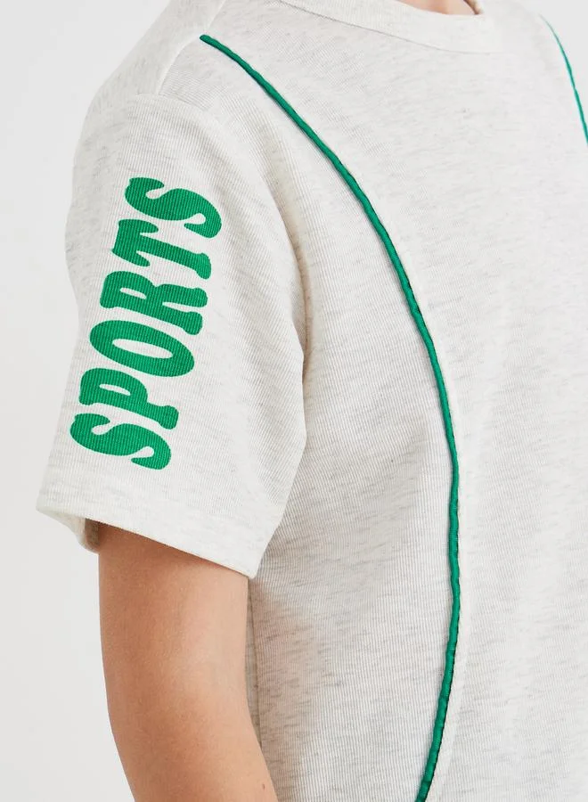 Styli Piping Detail T-Shirt and Shorts Set