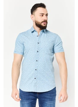 DeFacto Men Slim Fit Allover Print Short Sleeve Casual Shirt, Multicolor  - Image 1