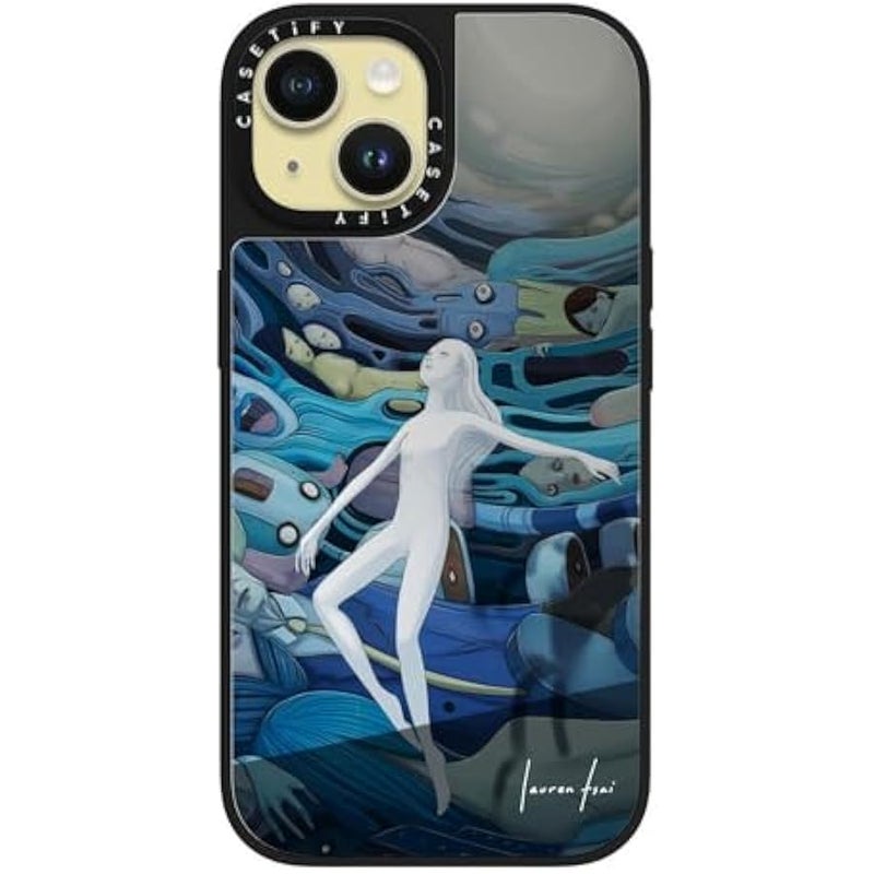 Casetify Mirror iPhone 15 Case 【Reflective / 4.9ft Drop Protection/Compatible with Magsafe】 - Half-Lived - Silver on Black - Image 2