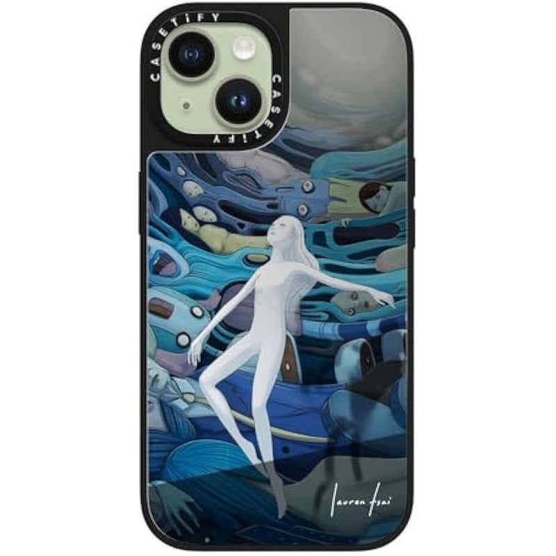 Casetify Mirror iPhone 15 Case 【Reflective / 4.9ft Drop Protection/Compatible with Magsafe】 - Half-Lived - Silver on Black - Image 3