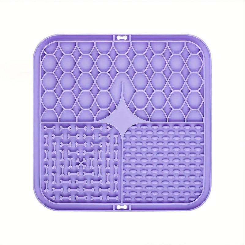 Blue 4 In 1 Dog Lick Mat Detachable Puzzle Slow Feeder Washable Pet Pad - Image 1