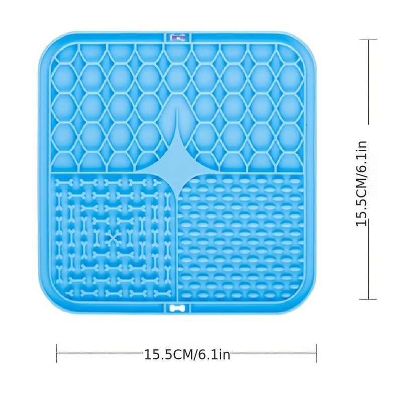 Blue 4 In 1 Dog Lick Mat Detachable Puzzle Slow Feeder Washable Pet Pad - Image 5