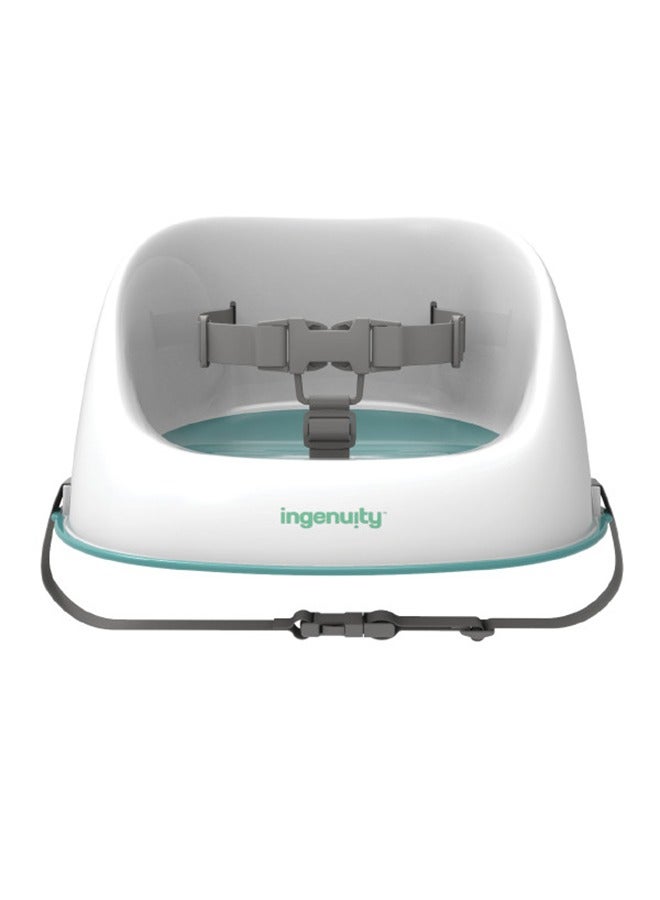 ingenuity Simplicity Seat Easy-Clean Booster Seat – Lightweight, Wipeable, Attaches to Most Chairs, Ideal for Travel, Blue (6–36 Months)