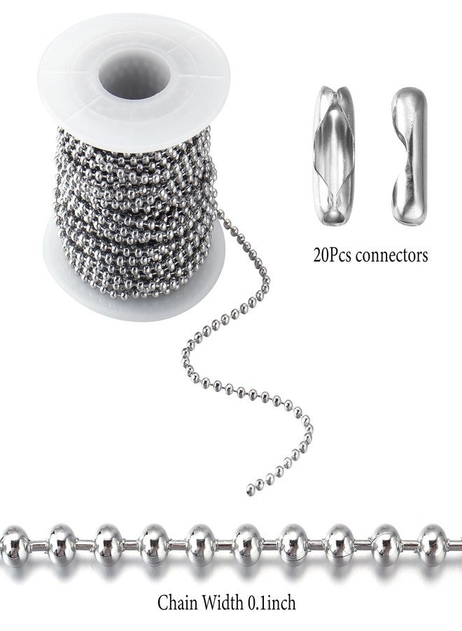 Topacket 33Feet Ball Bead Chain Stainless Steel Dog Tag Chain with Matching Connectors for Jewelry Making Necklace Hanging Bracelets Keychain(2.4mm) - Image 2