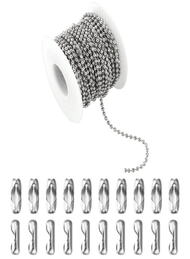 Topacket 33Feet Ball Bead Chain Stainless Steel Dog Tag Chain with Matching Connectors for Jewelry Making Necklace Hanging Bracelets Keychain(2.4mm) - Image 1