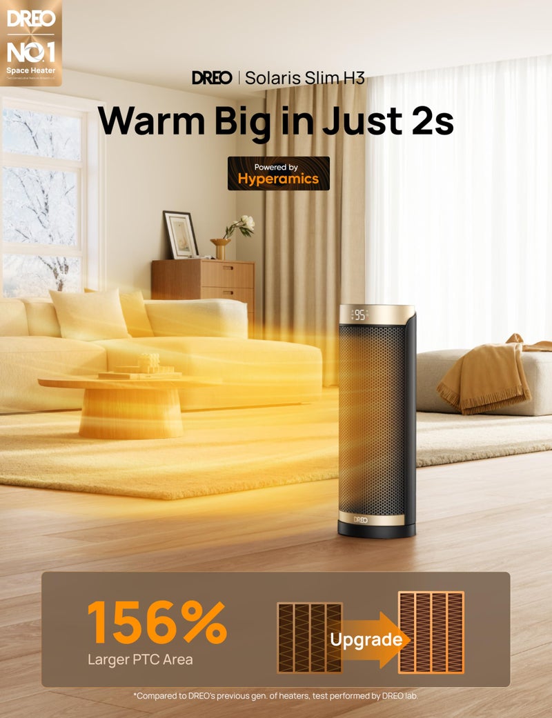 DREO Space Heater, 1500W Electric Heaters for Indoor Use with Thermostat, 70Â° Oscillation, 8 Safety Protections, 5 Modes, Remote, 12H Timer, Quiet Portable Heater for Office, Bedroom, Large Room - Image 2