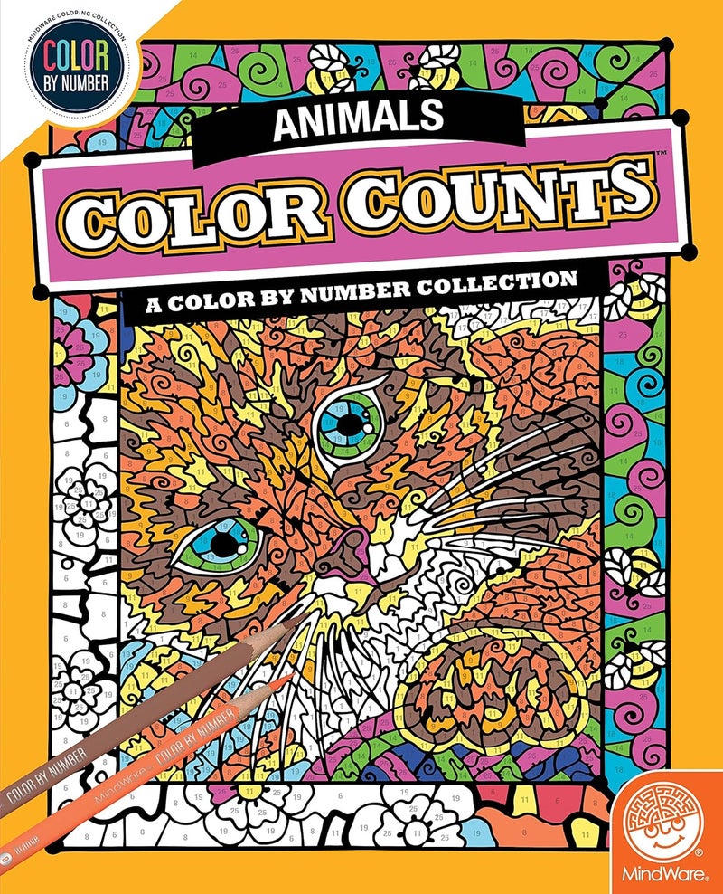 Color by Number Color Counts Animals – Animal-Themed Coloring Book for Kids and Adults, 22 Hidden-Image Designs, Ages 6 and Up