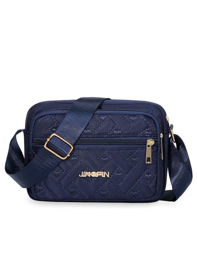 Waterproof Embroidered OxFord Cloth Women's Bag Single Shoulder Casual Mom Crossbody Bag Grandma Leisure Fabric Backpack-Color:Blue - Image 1