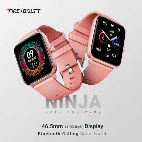 Fire-Boltt Ninja Call Pro Plus Bluetooth Calling Smart Watch, 1.83″ HD Display, AI Voice Assistant, 120+ Sports Modes, IP67 Waterproof, SpO2 & Heart Rate Monitor Smartwatch for Men & Women - Pink - Image 2