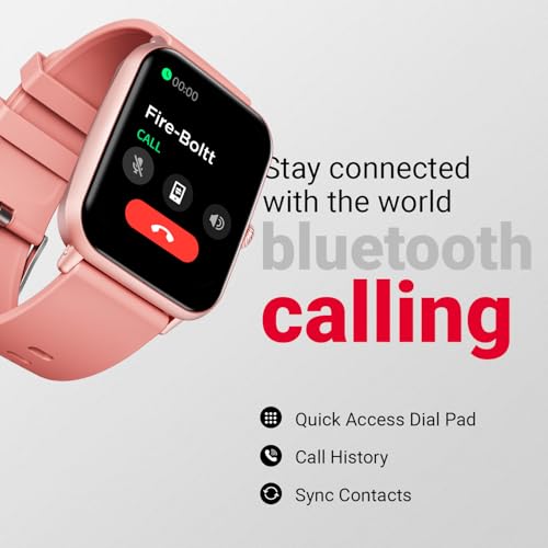 Fire-Boltt Ninja Call Pro Plus Bluetooth Calling Smart Watch, 1.83″ HD Display, AI Voice Assistant, 120+ Sports Modes, IP67 Waterproof, SpO2 & Heart Rate Monitor Smartwatch for Men & Women - Pink - Image 4