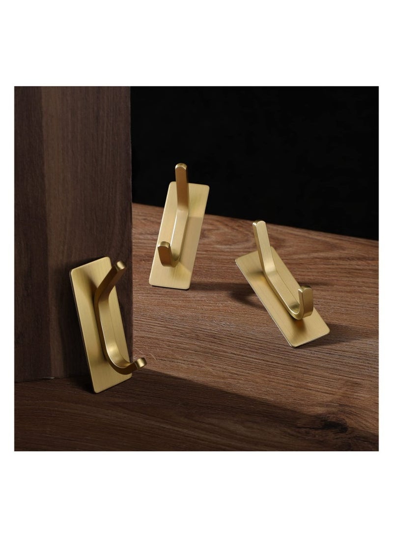Arabest 4 Packs Towel Hooks/Adhesive Hooks, Brushed Gold Wall Hooks for Hanging Coat, Hat,Towel Robe Hook, Bathroom and Bedroom, Stainless Steel (Gold) - Image 3