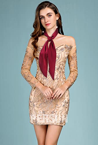 GERINLY Solid Neckerchief Vintage Wine Skinny Scarf for Prom 1920s Satin Ribbon Head Scarf Handbag Handle Wrap Pirate (Wine) - Image 5