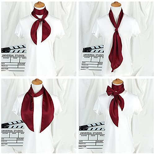 GERINLY Solid Neckerchief Vintage Wine Skinny Scarf for Prom 1920s Satin Ribbon Head Scarf Handbag Handle Wrap Pirate (Wine) - Image 2