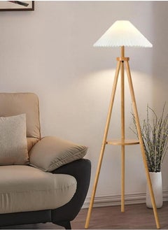 Onelight ONELIGHT Tripod Wooden Storage Floor Lamp, 3-Color Adjustment, Foot Switch, Coffee Table Storage, Shelf Standing Lamp  - Image 1