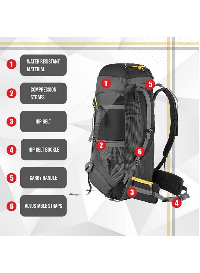 Trawoc حقيبة ظهر ترافوك تريكلت 60 لتر للسفر، حقيبة مشي، حقيبة تخييم للرجال والنساء مع غطاء مطري مقاوم للماء/حجرة للأحذية MHK004، ضمان 3 سنوات، أسود - Image 4