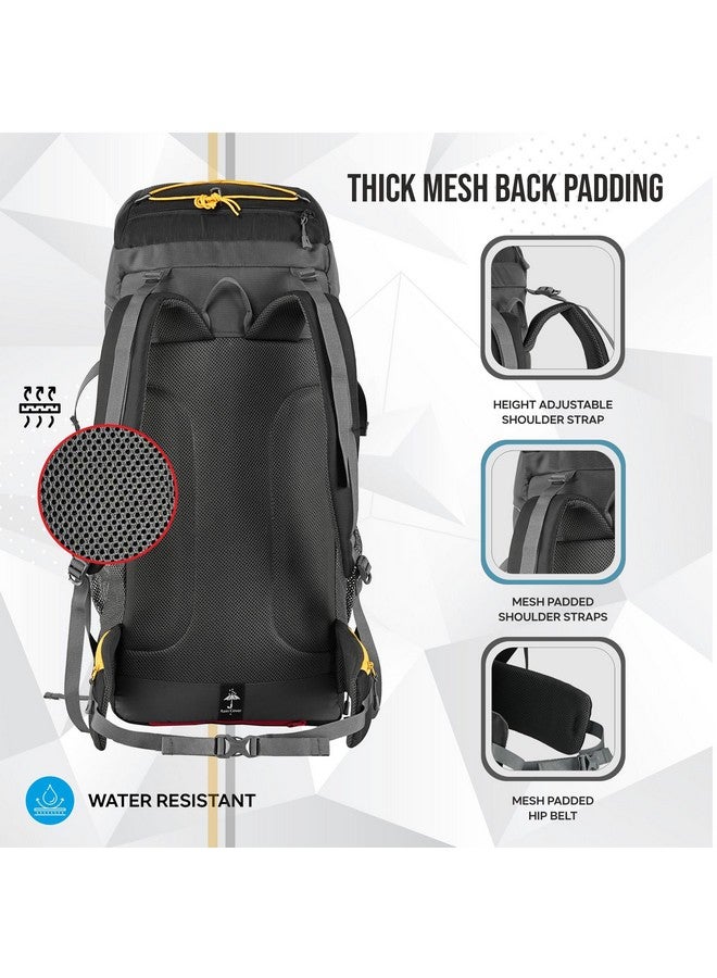 Trawoc حقيبة ظهر ترافوك تريكلت 60 لتر للسفر، حقيبة مشي، حقيبة تخييم للرجال والنساء مع غطاء مطري مقاوم للماء/حجرة للأحذية MHK004، ضمان 3 سنوات، أسود - Image 3