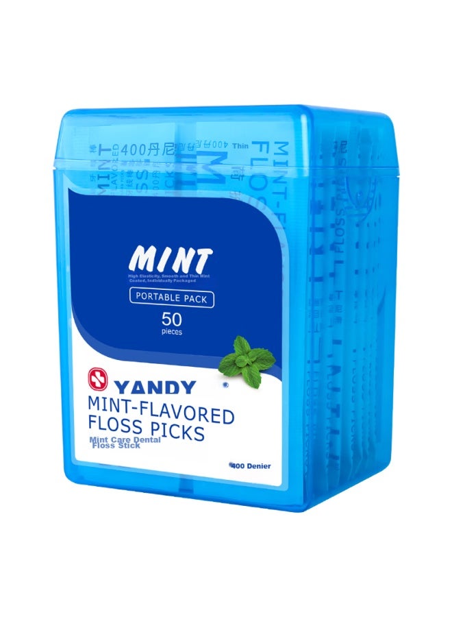 Yandy Mint Floss Picks, Individually Wrapped, 50 Count - Image 5