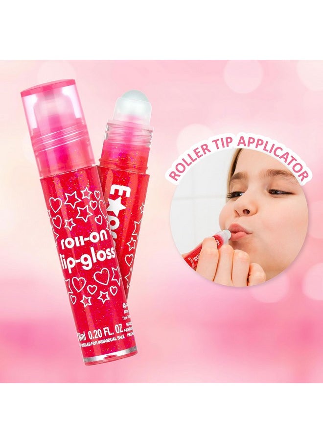 Expressions Expressions 8pc Roller-Ball Glitter Lip Gloss Set, 8 Assorted Fruit Flavored Roll On Rollerball Lip Gloss for Kids, Safe, Non Toxic Kids Makeup Set  - Image 3