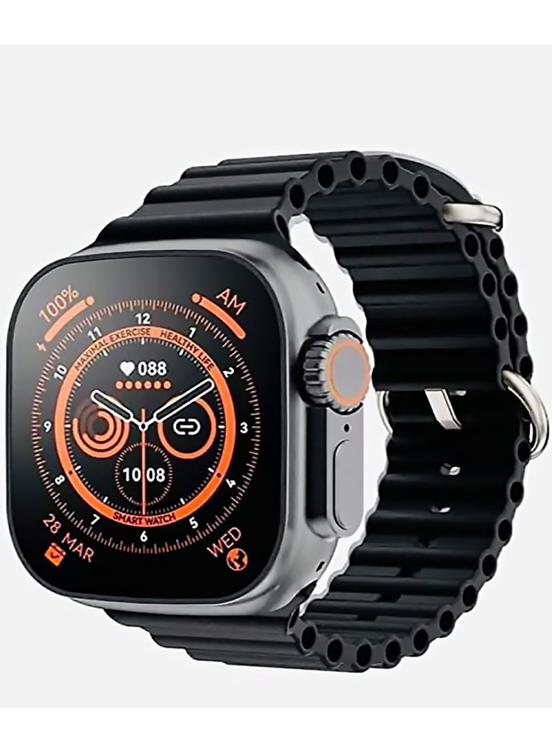ساعة ذكية Ultra T800 متعددة الوظائف للشحن اللاسلكي بسرعة فائقة أحدث ساعة ذكية مع Ocean Band أسود - Image 1