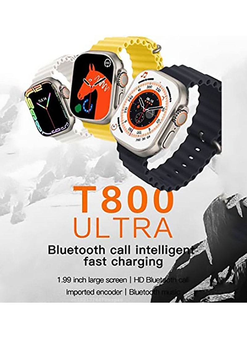 ساعة ذكية Ultra T800 متعددة الوظائف للشحن اللاسلكي بسرعة فائقة أحدث ساعة ذكية مع Ocean Band أسود - Image 2