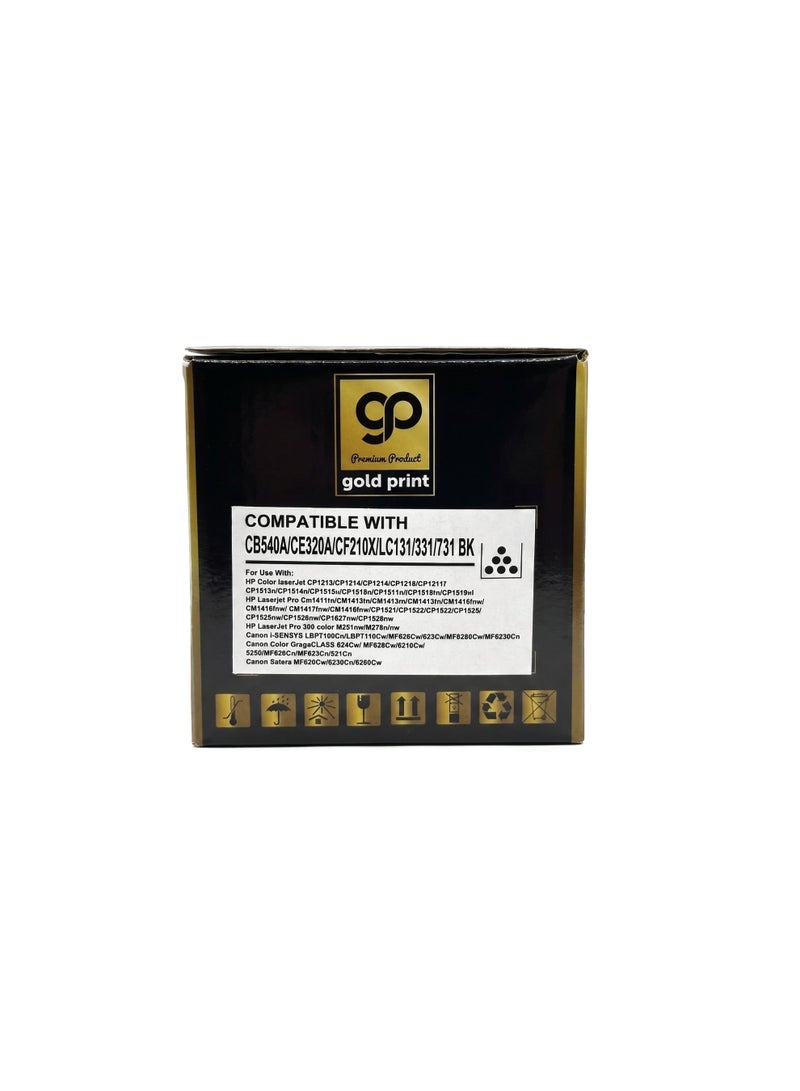 طباعة الذهب Gold Print Premium Toner Cartridge Universal Toner 125A CB540A Compatible for HP Color laserJet CP1213, CP1214, CP1215, CP1216, CP1217, 1513n, CP1514n, CP1515n, CP1516n, CP1517nl, CP1518nl, CP1519nl, HP Laserjet Pro CM1411fn, CM1412tn, CM1413fn, CM1415fn, CM1415fnw, CM1416fnw, CM1417fnw, CM1418fnw, CP1521, CP1522, CP1523, CP1525,  CP1525nw, CP1526nw, CP1527nw, CP1528nw, HP LaserJet Pro 200 color M251nw, M276n/nw, Canon I-SENSYS LP7100Cn, LBP7110Cw, MF628Cw, 623Cn, MF8280Cw, MF8230Cn, Canon Color ImageCLASS 624Cw, MF628Cw, 8210Cn, 8280, MF626Cn, MF623Cn, 621Cn, Canon Satera MF628Cw, 8230Cn, 8280Cw,For Use With: HP LaserJet Enterprise and Canon printer - Image 3