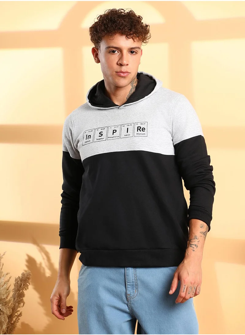 كامبوس سوترا Men's Black & Grey Inspire Hoodie With Kangaroo Pocket