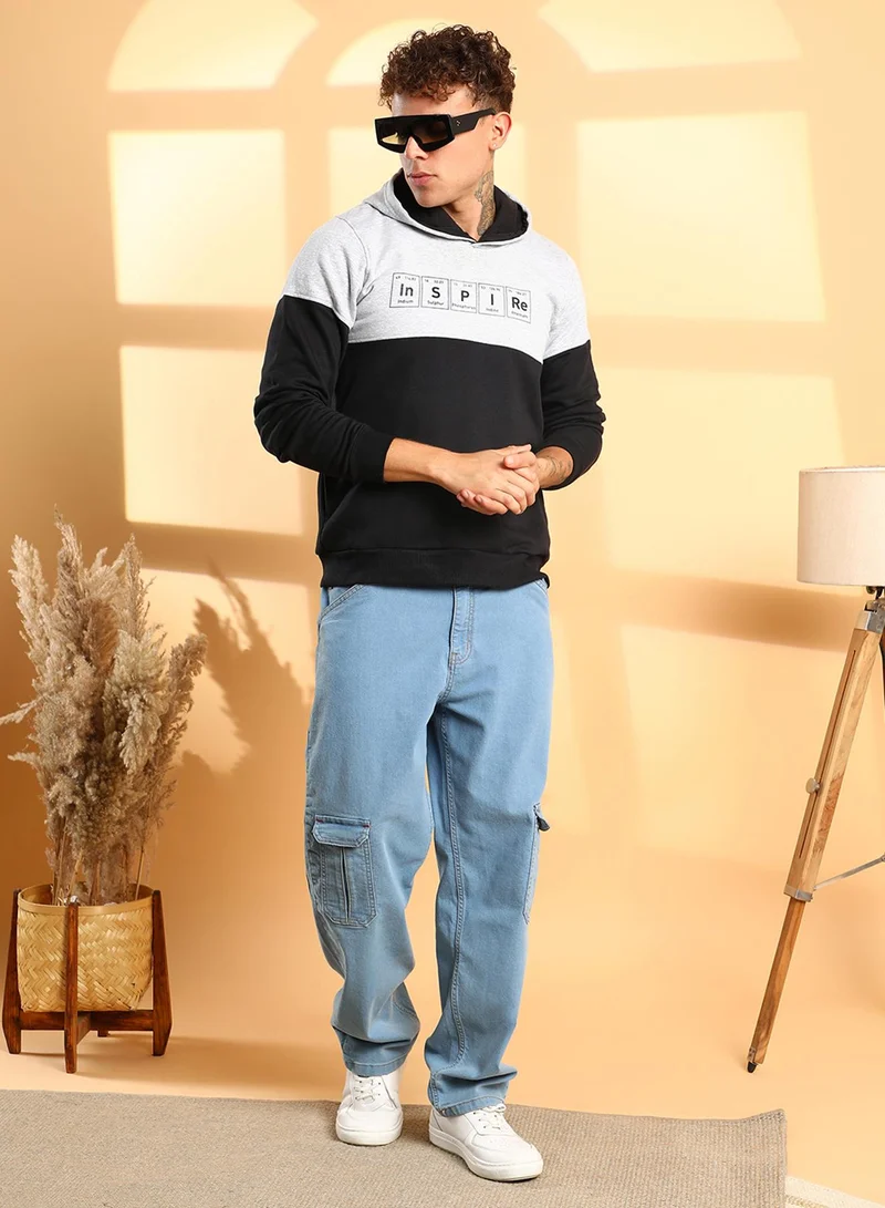 كامبوس سوترا Men's Black & Grey Inspire Hoodie With Kangaroo Pocket