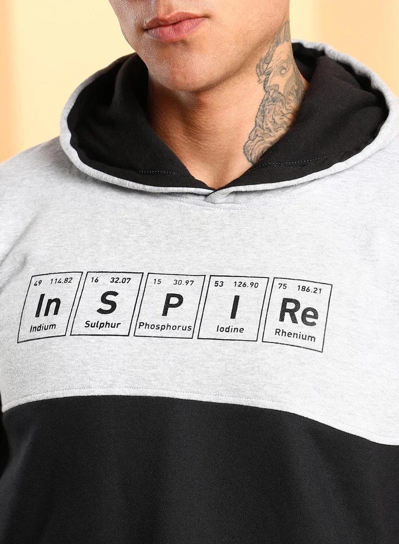 كامبوس سوترا Men's Black & Grey Inspire Hoodie With Kangaroo Pocket