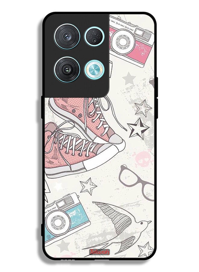 Tolwak Oppo Reno8 Pro 5G Protective Case Cover Canva Shoes And Camera Art  - Image 2
