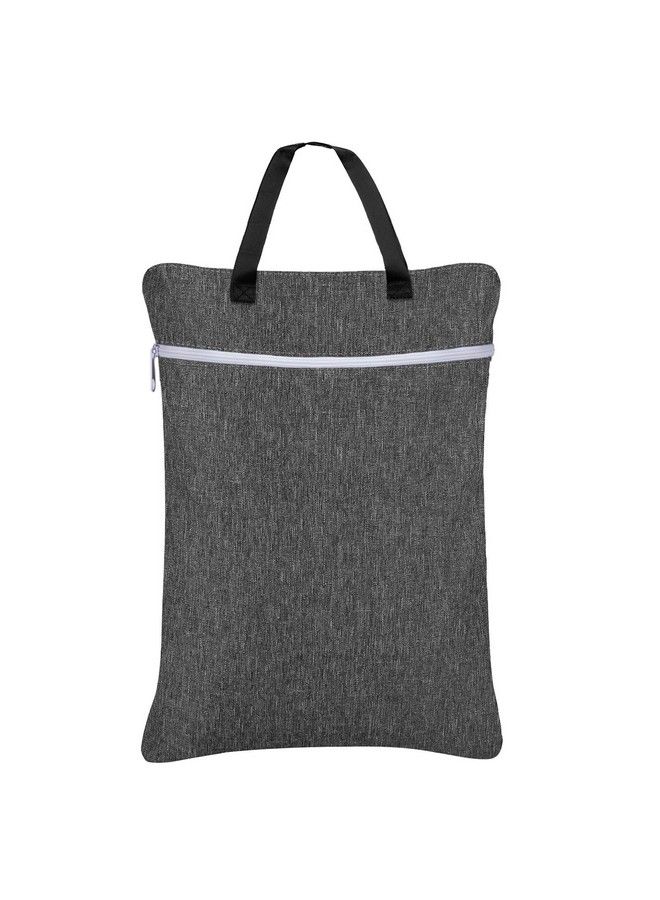 Damero Hanging Wet Dry Bag Reusable Laundry Wet Bag With Two Compartments For Cloth Diaper And Swimsuit Large Gray  - Image 1