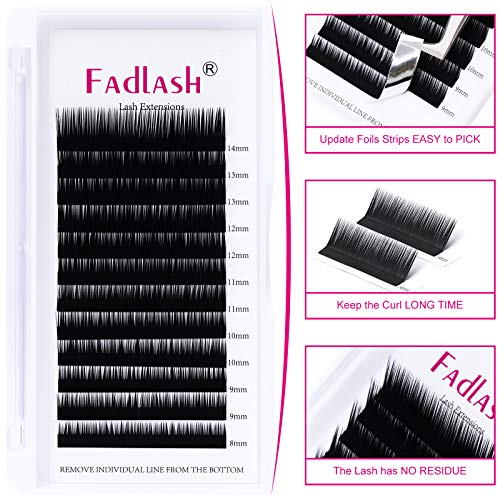 FADLASH Eyelash Extensions L Curl 0.10 Mix Tray 8-14mm Classic Lash Extensions Individual Lashes Silk Eyelash Extension Supplies (0.10-L, 8-14mm Mixed) - Image 4